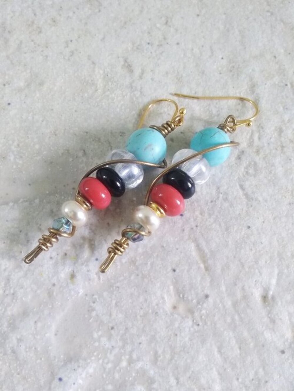 Mixed Gemstones! CountryGurl Stacked Earrings! Unique + Colorful Summer Danglers